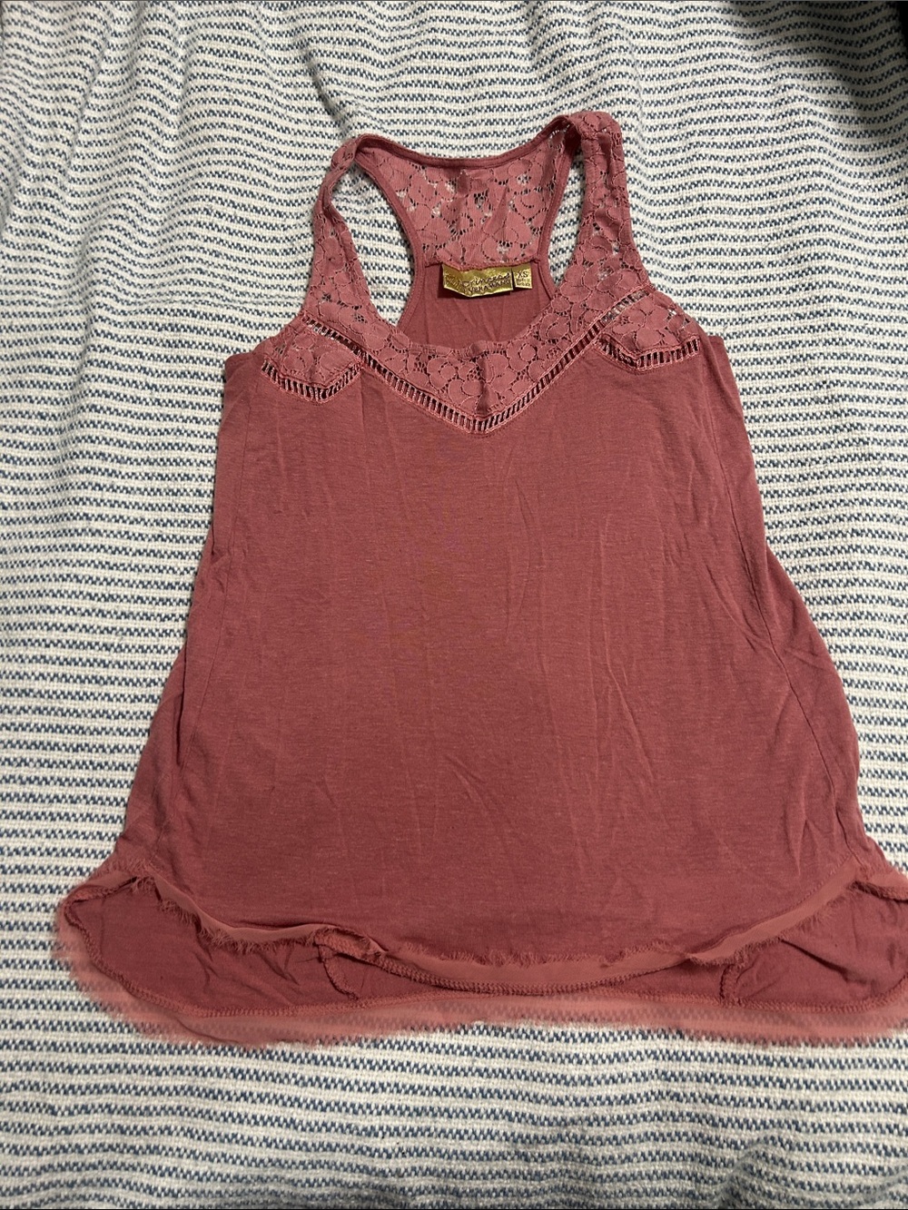 Vera Wang Dusty Rose Lace Racerback Tank